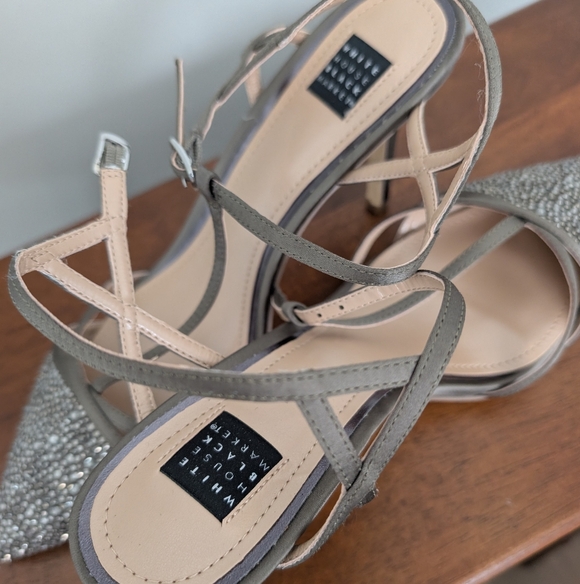 New WHBM Strappy Sparkle Silver Heels Size 7 - Picture 4 of 10